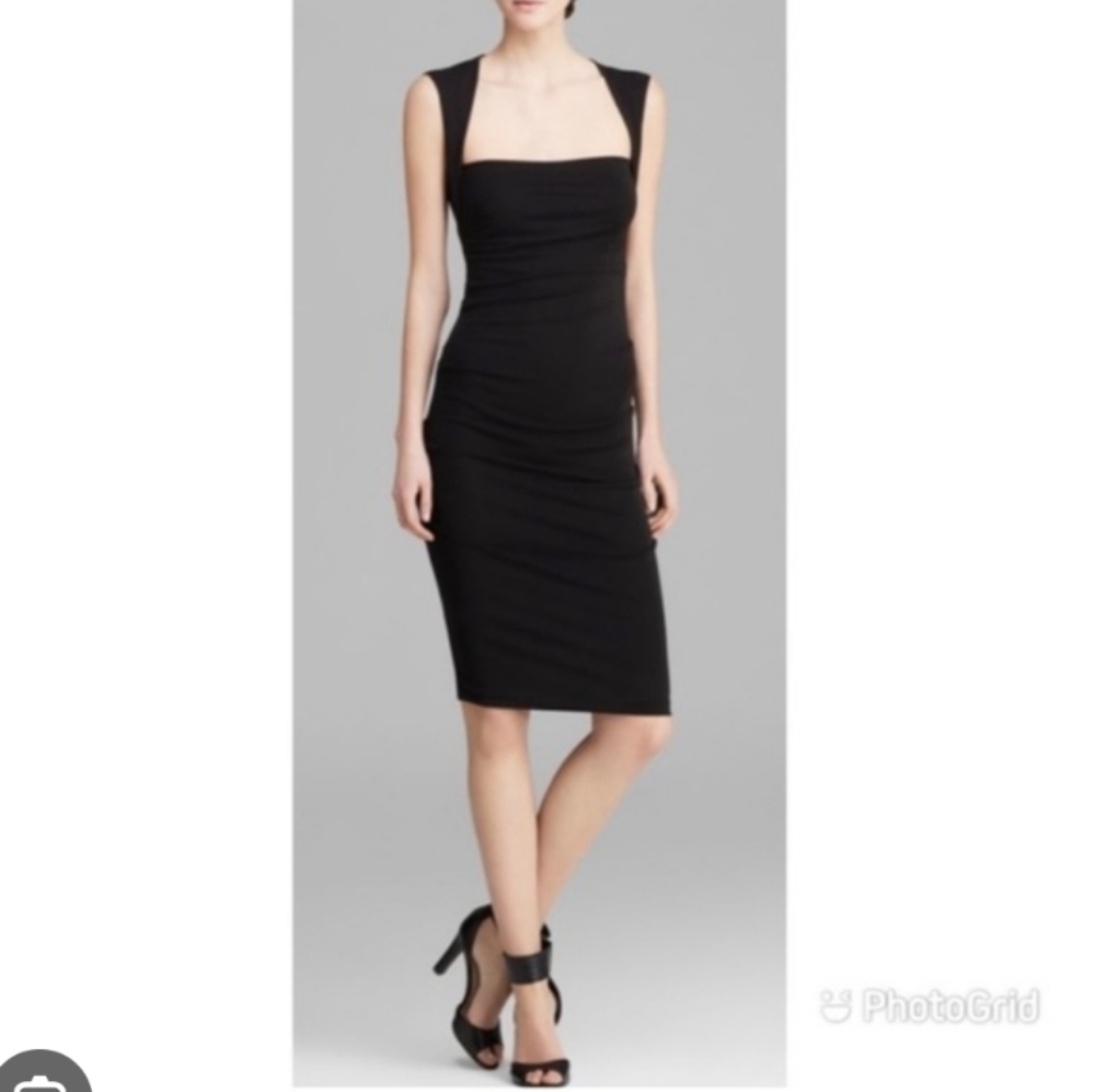 Nicole Miller Black Ruched‎ Cocktail Dress M